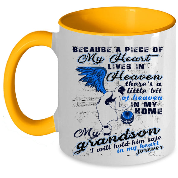 My Grandson Coffee Mug, A Piece Of My Heart Lives In Heaven Accent Mug