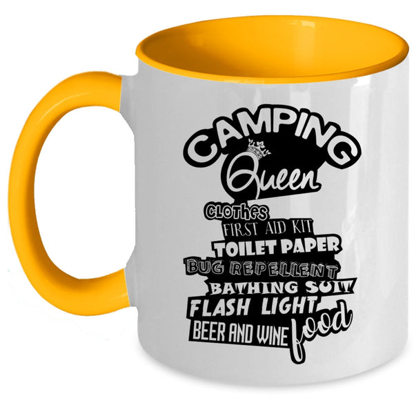 Beer And Wine Coffee Mug, Camping Queen Accent Mug