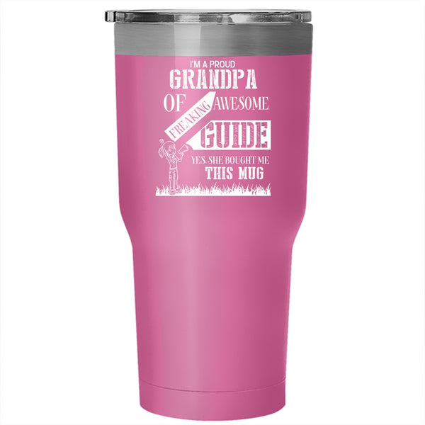 I'm A Proud Grandpa Of Awesome Guide Tumbler 30 oz Stainless Steel, Cool Grandpas Travel Mug