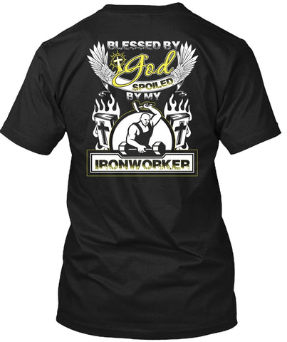 A black t-shirt with the shopify logo