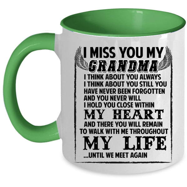 Cute Gift For Grandkids Coffee Mug, I Miss You My Grandma Accent Mug