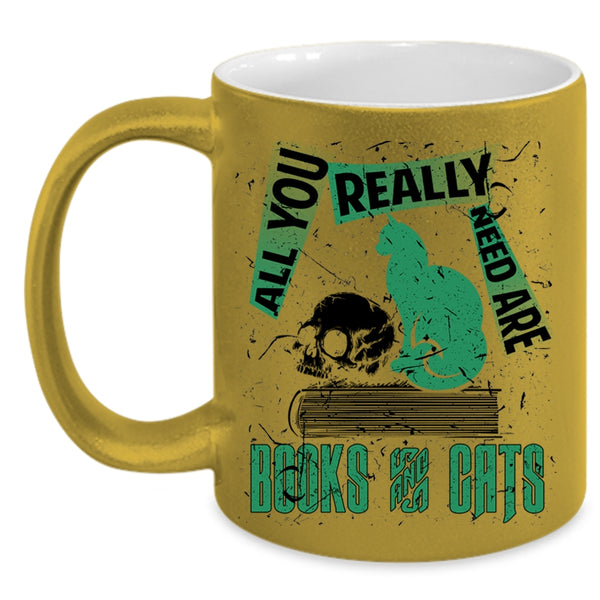 Cute Cat Coffee Mug, All You Really Need Are Books And Cats Accent Mug
