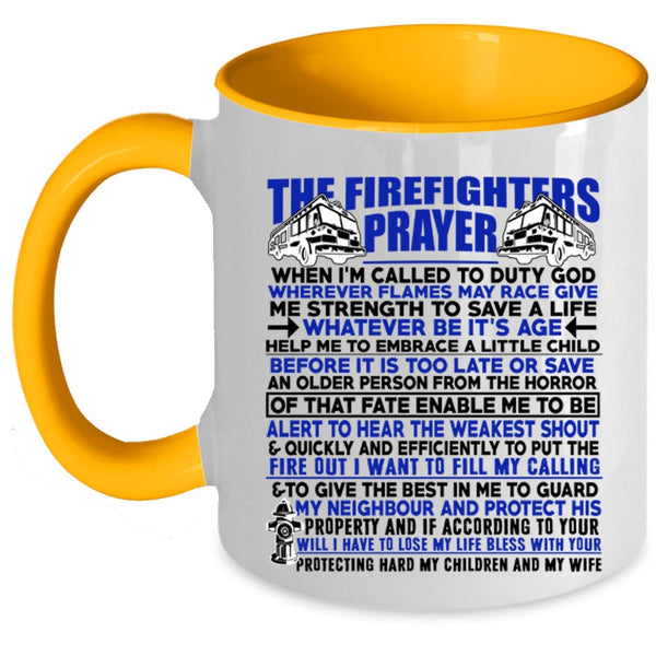 Cute Fireman Coffee Mug, The Firefighters Prayer Accent Mug