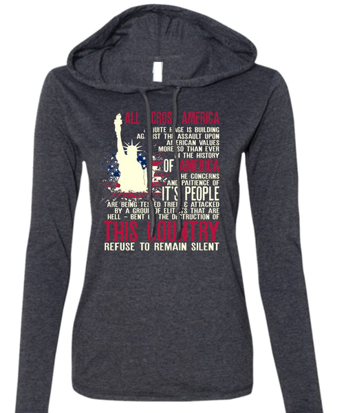 All Across America T Shirt, Being A Veteran T Shirt (Anvil Ladies Ringspun Hooded)