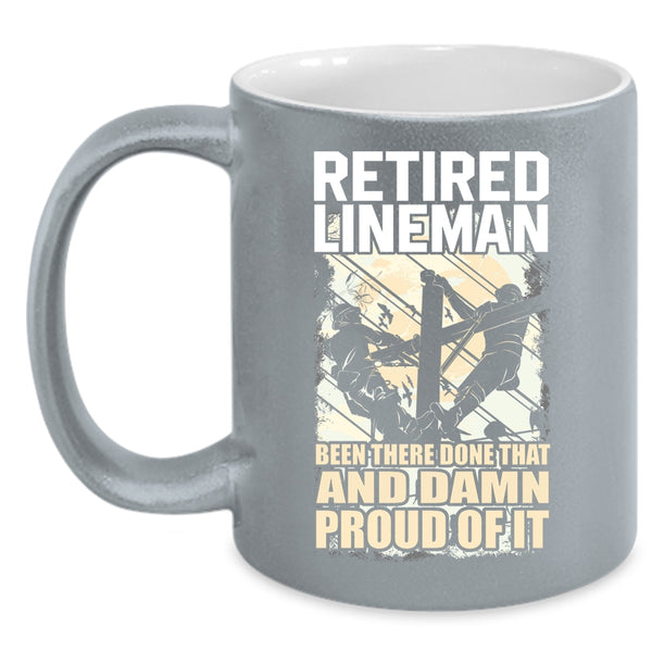 Retired Lineman Coffee Mug, Cool Retirement Coffee Cup