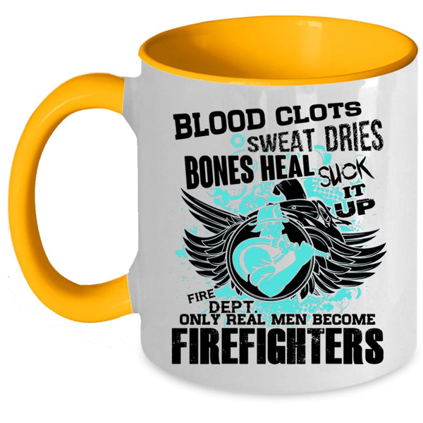 Best Firefighter Coffee Mug, Only Real Men Become Firefighters Accent Mug