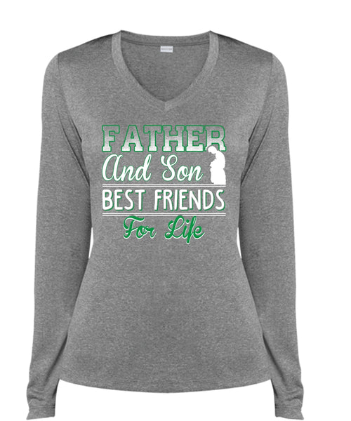 Father And Son Best Friends For Life T Shirt, Father's Day T Shirt (Ladies LS Heather V-Neck)