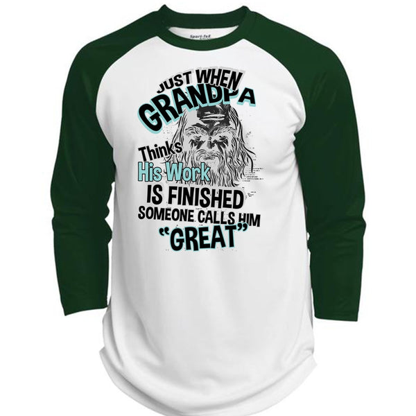 Grandpa Thinks His Work Is Finished T Shirt, I Love Grandpa T Shirt, Awesome T-Shirts  (Polyester Game Baseball Jersey)