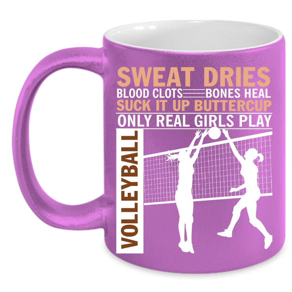Only Real Girls Play Volleyball Coffee Mug, Cool Girls Coffee Cup