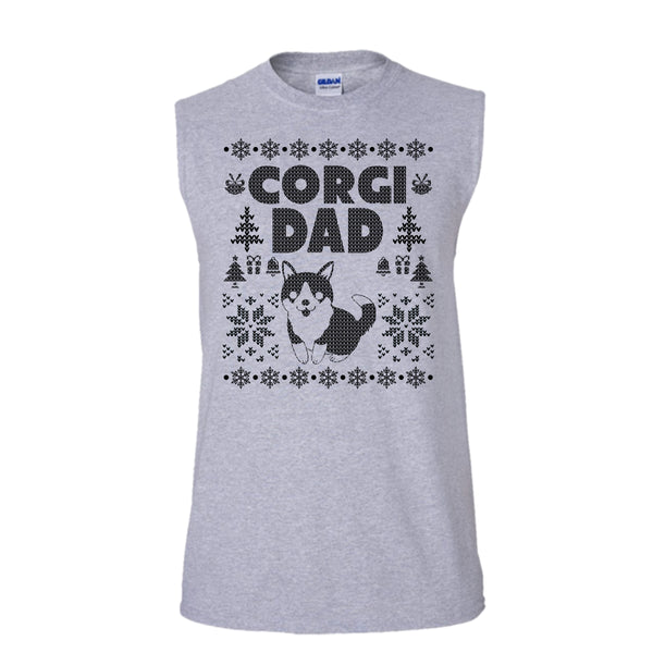 Corgi Dad T Shirt, Gift For Merry Christmas T Shirt, Awesome t-shirts (Men's Cotton Sleeveless)