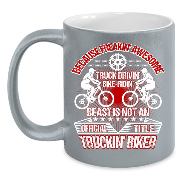 Aweosme Truck Driving Bike Riding Coffee Mug, Trucking Biker Coffee Cup