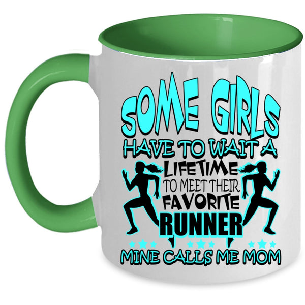 I Love Runner Coffee Mug, My Favorite Runner Calls Me Mom Accent Mug
