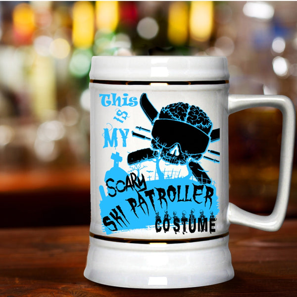 Halloween Beer Stein 22oz, This is My Scary Ski Patroller Costume Beer Mug