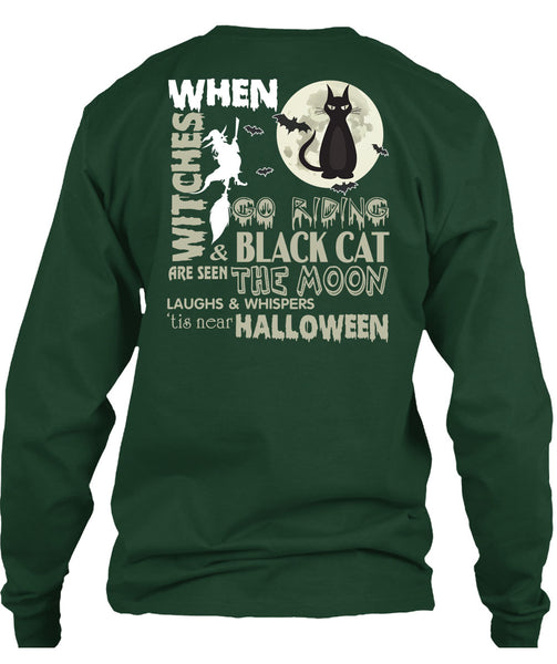Go Riding And Black Cat Are Seen The Moon T Shirt, Tis Near Halloween T Shirt