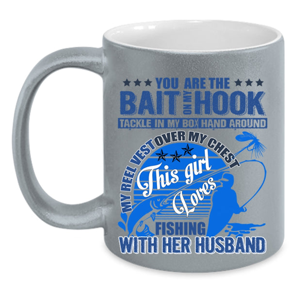Pretty Girls Coffee Mug, This Girl Loves Fishing With Her Husband Accent Mug
