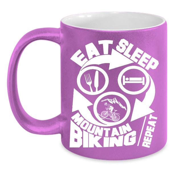 Eat Sleep Mountain Biking Coffee Mug, I Love Mountain Biking Coffee Cup