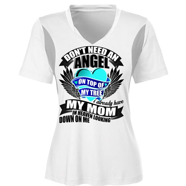 I Already Have My Mom In Heaven T Shirt, Don't Need An Angel T Shirt, Cool Shirt (Ladies LS Heather V-Neck)