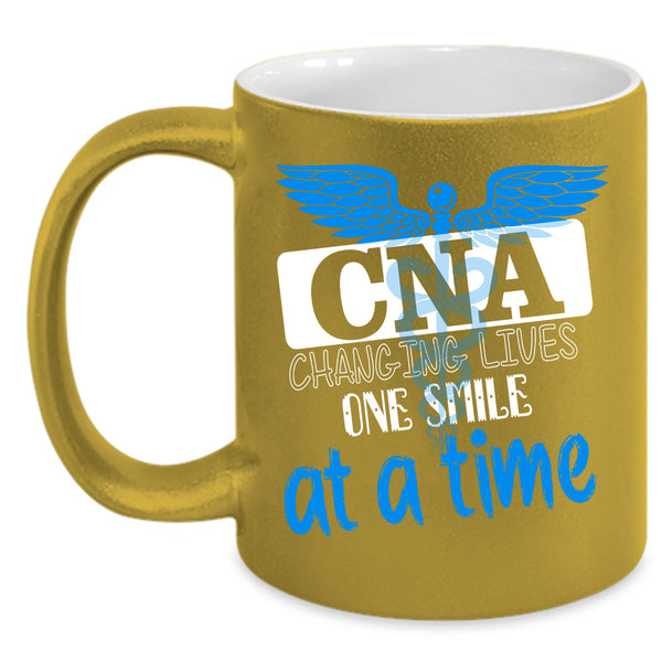 CNA Changing Lives One Smile At A Time Coffee Mug, Cool Nurses Coffee Cup