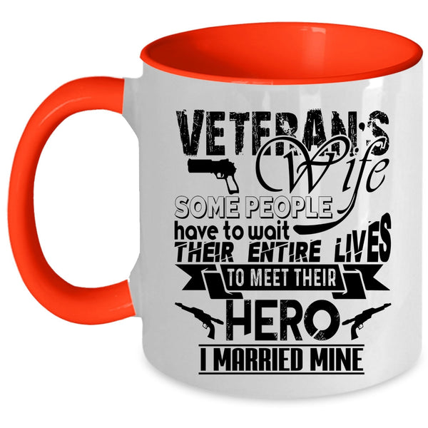 Cool Just Married Coffee Mug, Veteran's Wife Accent Mug