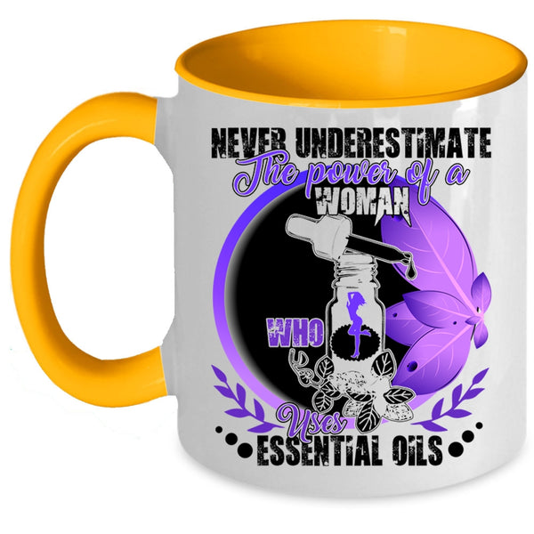 Cute Girls Coffee Mug, The Power Of A Woman Uses Essential Oils Accent Mug