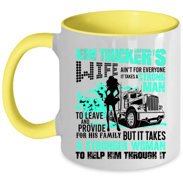 Cool Just Married Coffee Mug, Being Trucker's Wife Accent Mug