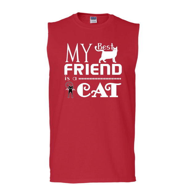 My Best Friend Is A Cat Shirt, I Love My Cat Shirt (Men's Cotton Sleeveless)