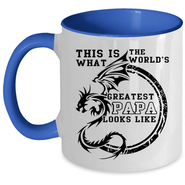 Cool Papa Coffee Mug, What The World's Greatest Papa Looks Like Accent Mug