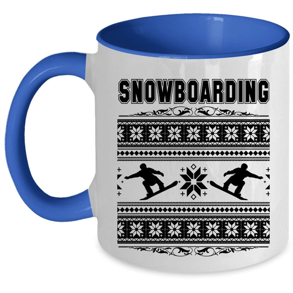 Merry Little Christmas Coffee Mug, Snowboarding Accent Mug
