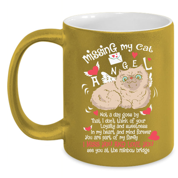 Missing My Cat Angel Coffee Mug, I Miss You And Love You Coffee Cup