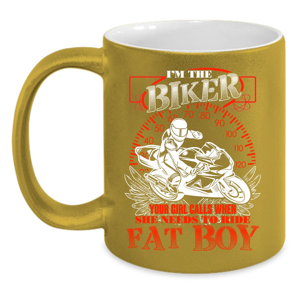 I'm The Biker Coffee Mug, She Needs To Ride Fat Bot Coffee Cup