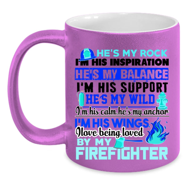 Cool Couple Coffee Mug, I Love Being Loved By My Firefighter Accent Mug