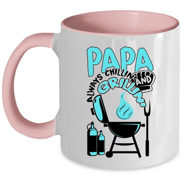 Funny Barbecue Coffee Mug, Papa Always Chilling Grilling Accent Mug