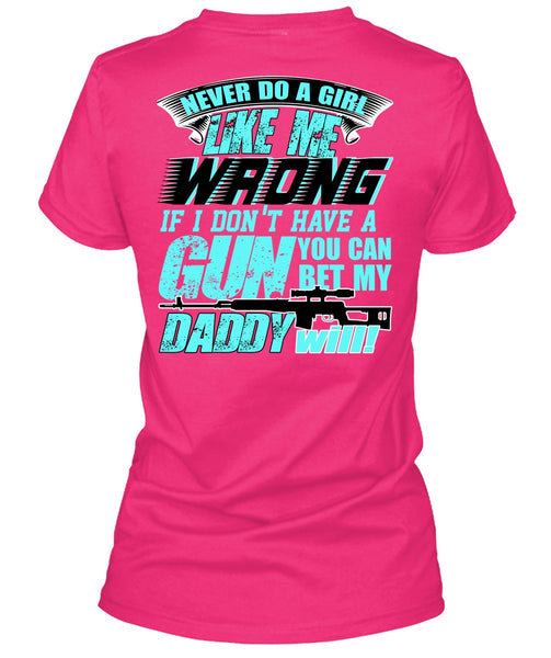 You Can Bet My Daddy Will T Shirt, I Don't Have A Gun T Shirt, Cool Shirt (Ladies LS Heather V-Neck)