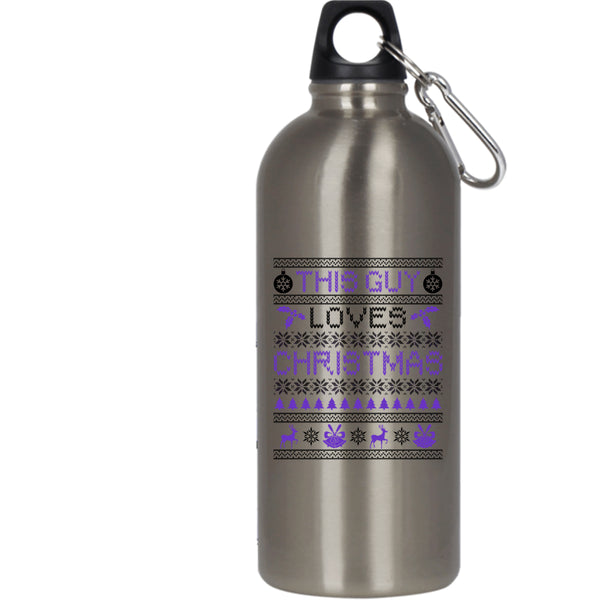 This Guy Loves Christmas 20 oz Stainless Steel Bottle,Cute Christmas For Son Outdoor Sports Water Bottle