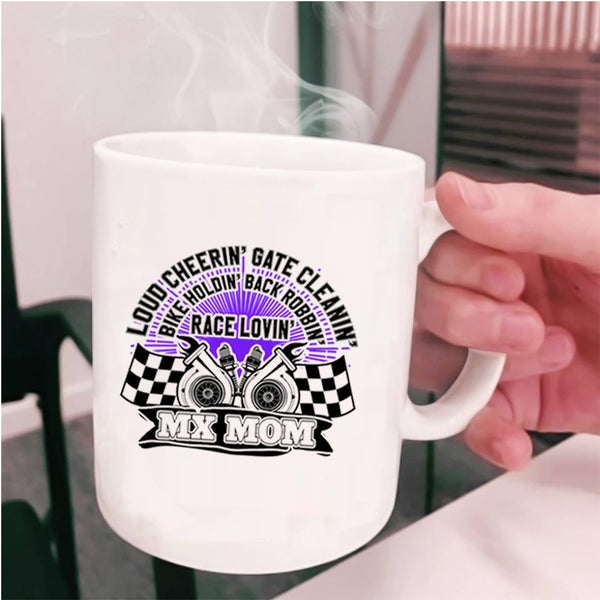 MX Mom Coffee Mug, Bike Holding Race Loving Cup