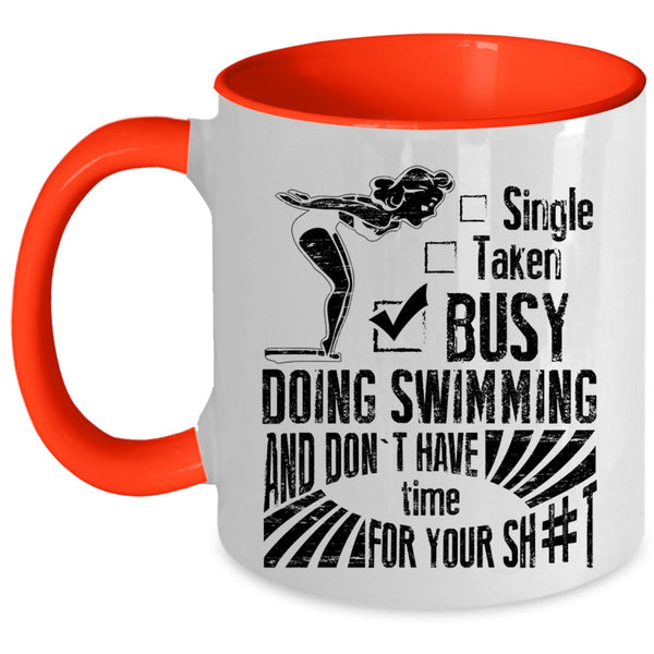 Busy Doing Swimming Coffee Mug, Relationship Status Accent Mug