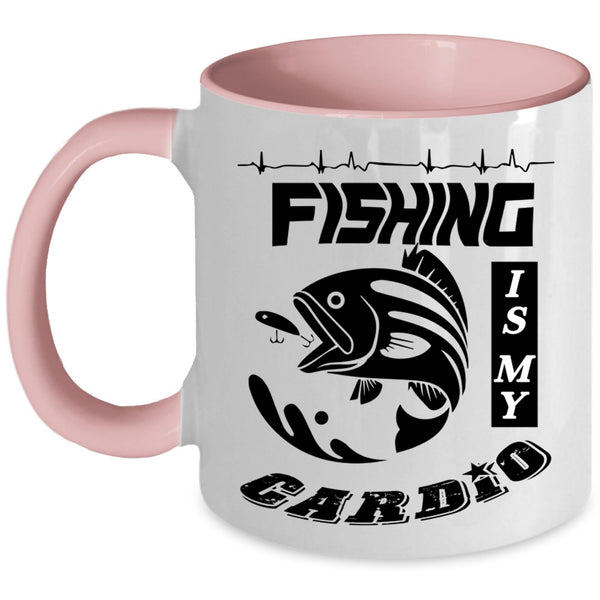 Awesome Fisher Coffee Mug, Fishing Is My Cardio Accent Mug