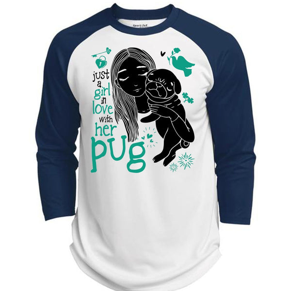 Just A Girl In Love With Her Pug T Shirt, I Love Dog T Shirt, Awesome T-Shirts  (Polyester Game Baseball Jersey)