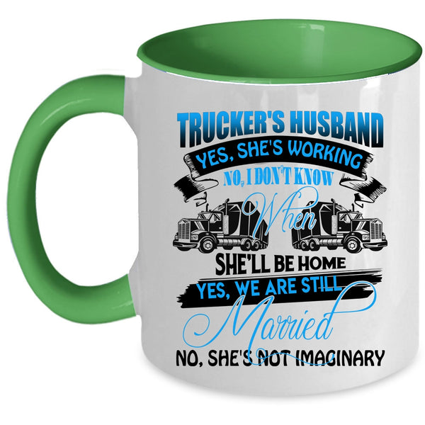 Cool Just Married Coffee Mug, Trucker's Husband Accent Mug