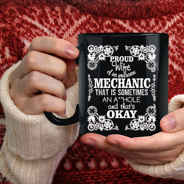 Proud Wife Of An Awesome Mechanic Coffee Mug, Cute Wife Coffee Cup