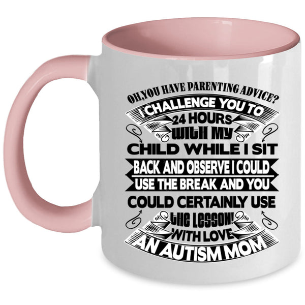 Awesome Mom Coffee Mug, With Love An Autism Mom Accent Mug