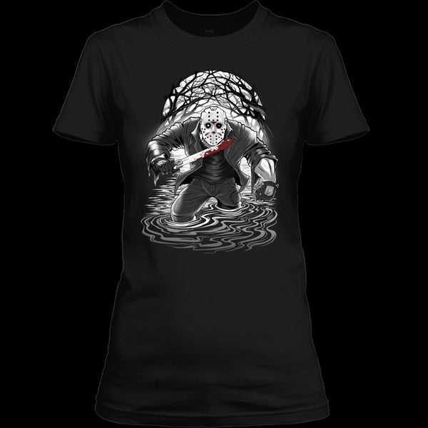 A black t-shirt with the shopify logo