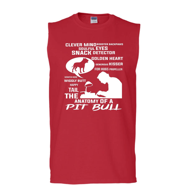Happy Tail The Anatomy Of A Pit Bull Shirt, Cool Dog Shirt (Men's Cotton Sleeveless)