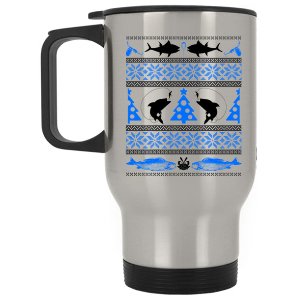Christmas Tree  Travel Mug, Funny Fishing Mug