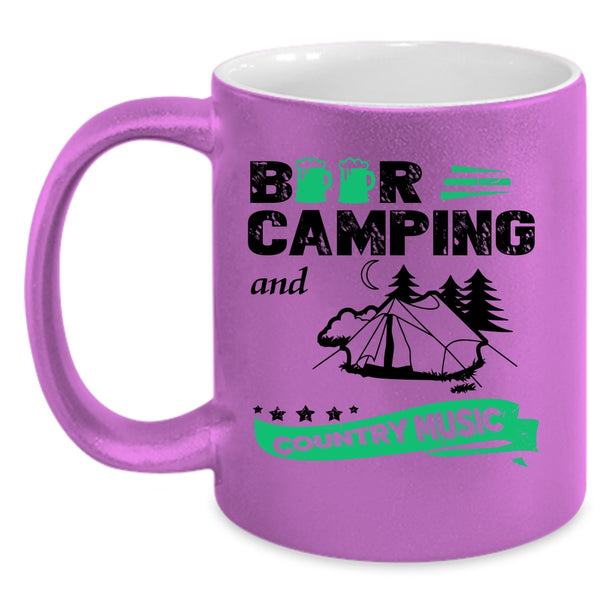 Funny Camping Coffee Mug, Beer Camping And Country Music Accent Mug