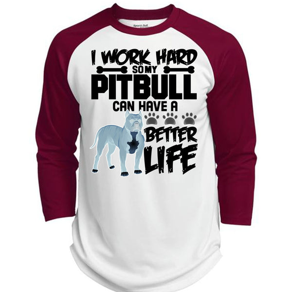 I Work Hard So My Pit Bull T Shirt, I Love Pit Bull T Shirt, Awesome T-Shirts  (Polyester Game Baseball Jersey)