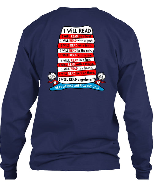 Dr. Seuss T Shirt, I Will Read On Boat T Shirt, The Cat in the Hat T Shirt, I Will Read Anywhere T Shirt