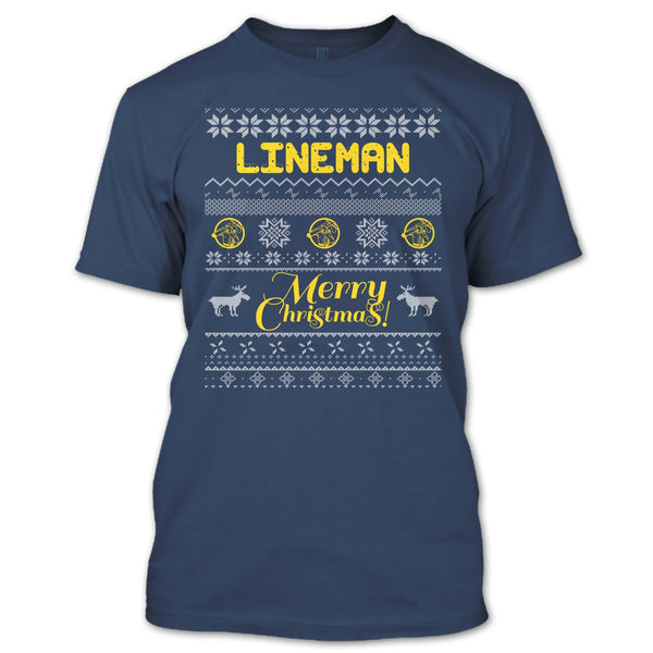 Lineman Merry Christmas T Shirt, Coolest Lineman T Shirt