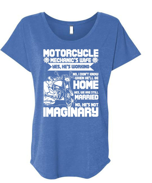 Motorcycle Mechanic's Wife T Shirt, We Are Still Married T Shirt, Cool Shirt (Ladies' Triblend Dolman Sleeve)