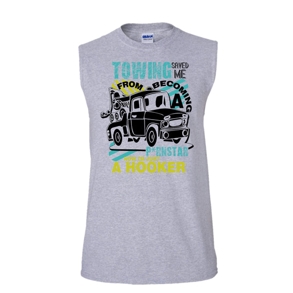 Towing Saved Me T Shirt, I'm A Trucker Tank Top (Men's Cotton Sleeveless)